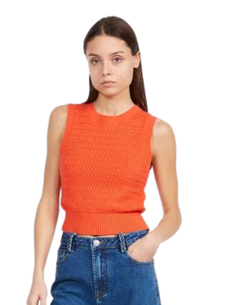 Suncoo Primor Sleeveless Sweater Vest - Orange - Styleartist