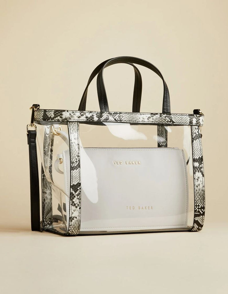 Ted Baker Meeta Transparent Tote with Snake Trim - Black - Styleartist