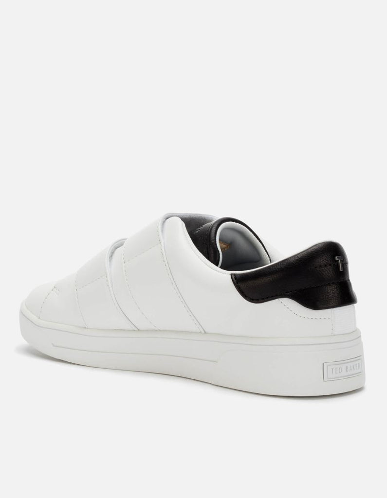 Ted Baker Venil Double Velcro Sneaker- White with Black Tipping - Styleartist