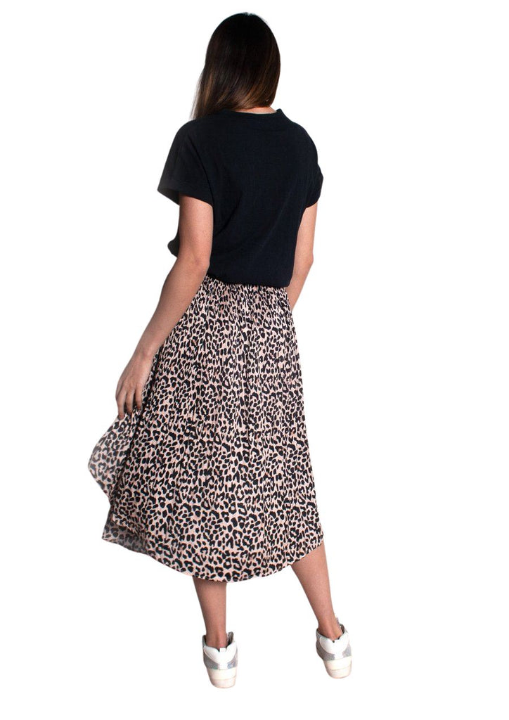 We Are The Others Pleated Elastic Waist Skirt - Leopard - Styleartist