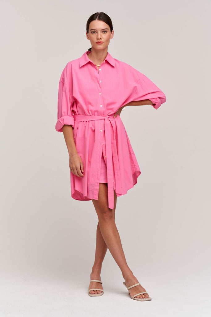 Velvet Addison Cotton Poplin Shirtdress- Candy - Styleartist