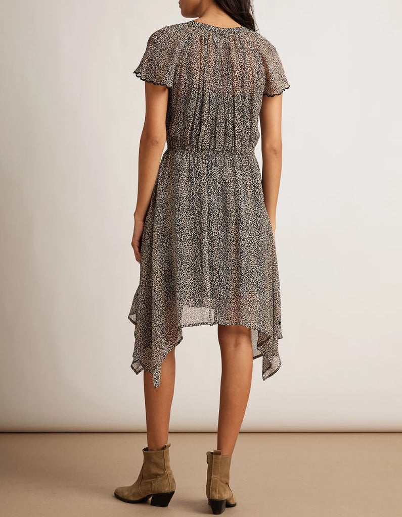 Velvet Belen Printed Viscose Crepe Short Sleeve Dress - Leopard - Styleartist