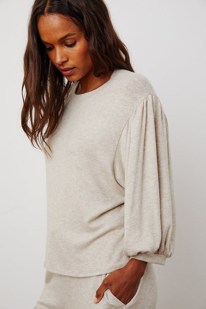 Velvet Carlana Cozy Lux Mid Sleeve Top - Oatmeal - Styleartist