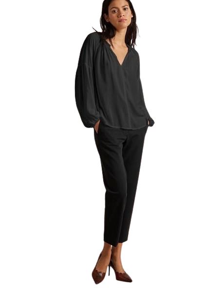 Velvet Elaine Rayon Challis Long Sleeve Blouse - Black - Styleartist