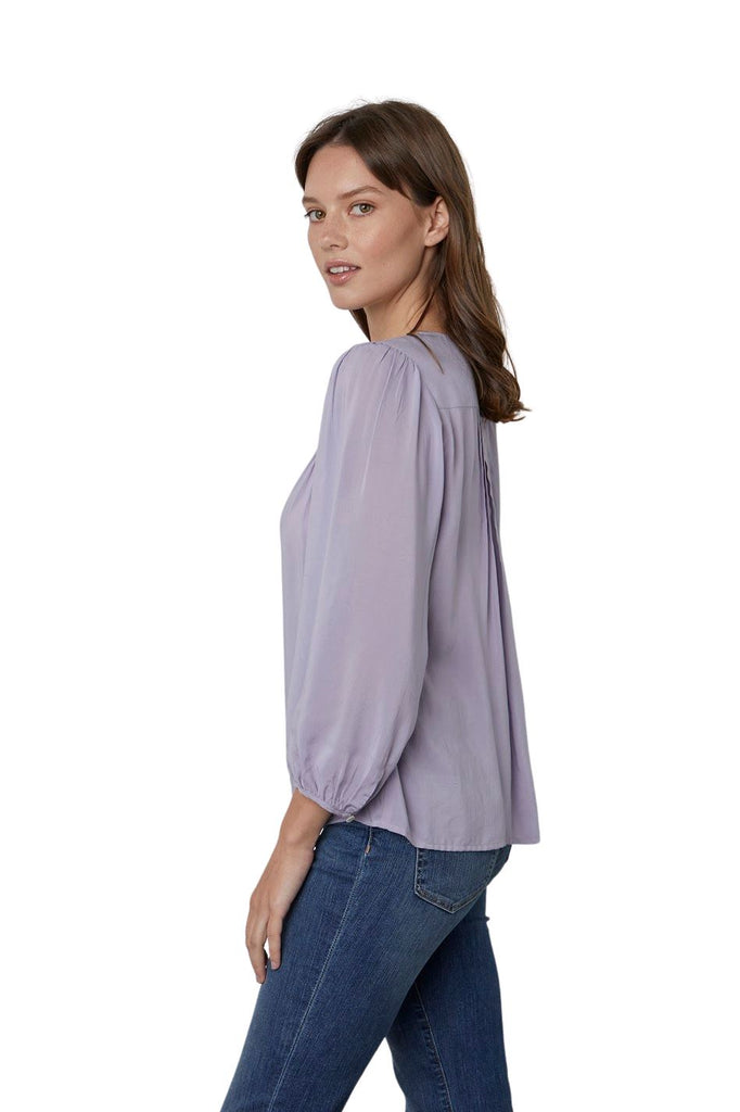 Velvet Eliza Rayon Challis Long Sleeve Blouse - Lilac - Styleartist