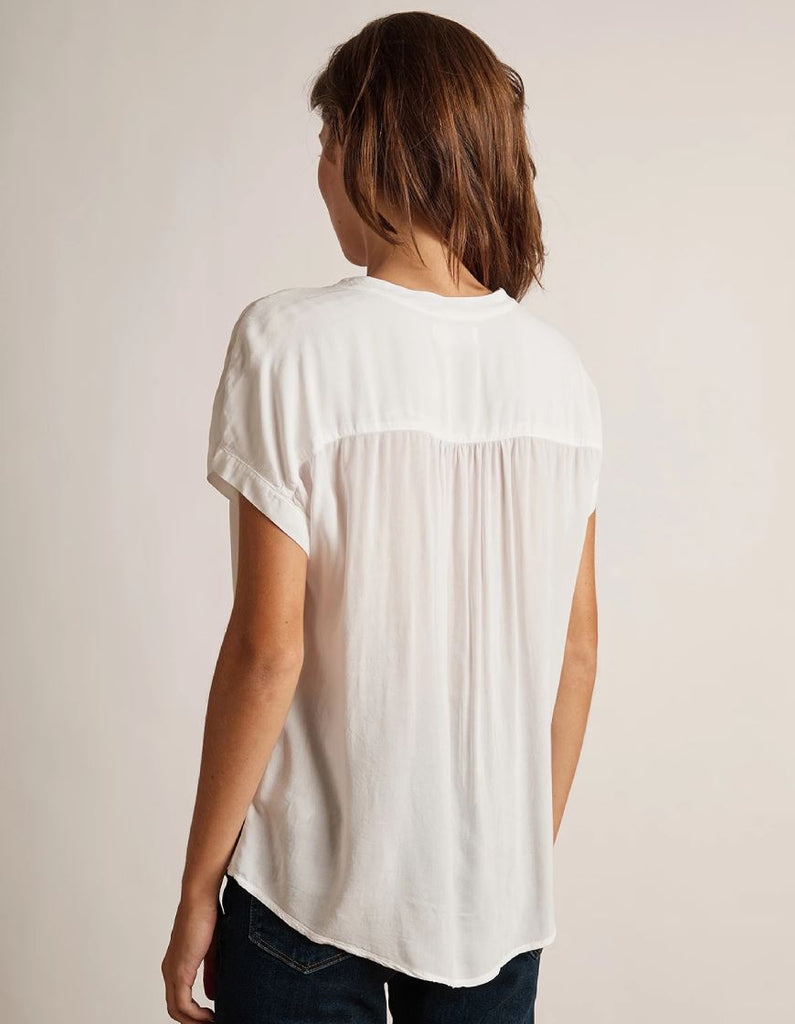 Velvet Kristin Rayon Challis Short Sleeve Blouse - White - Styleartist