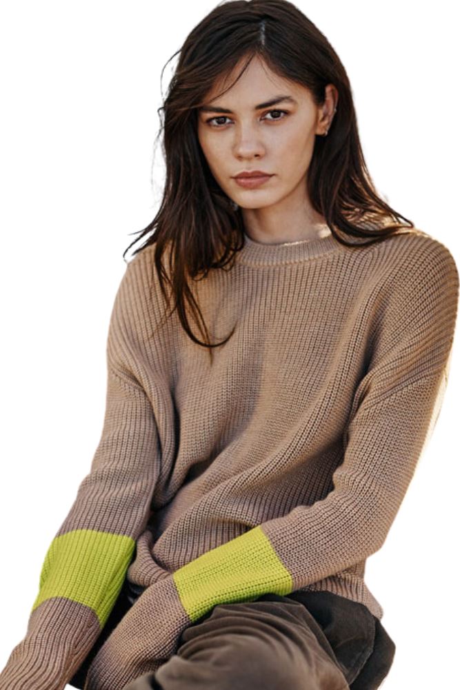 Velvet Maya Engineered Stitches Sweater- Camel - Styleartist