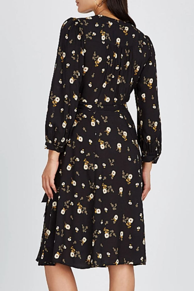 Velvet Nadia Printed Challis Wrap Dress - Black Jasmine Print - Styleartist
