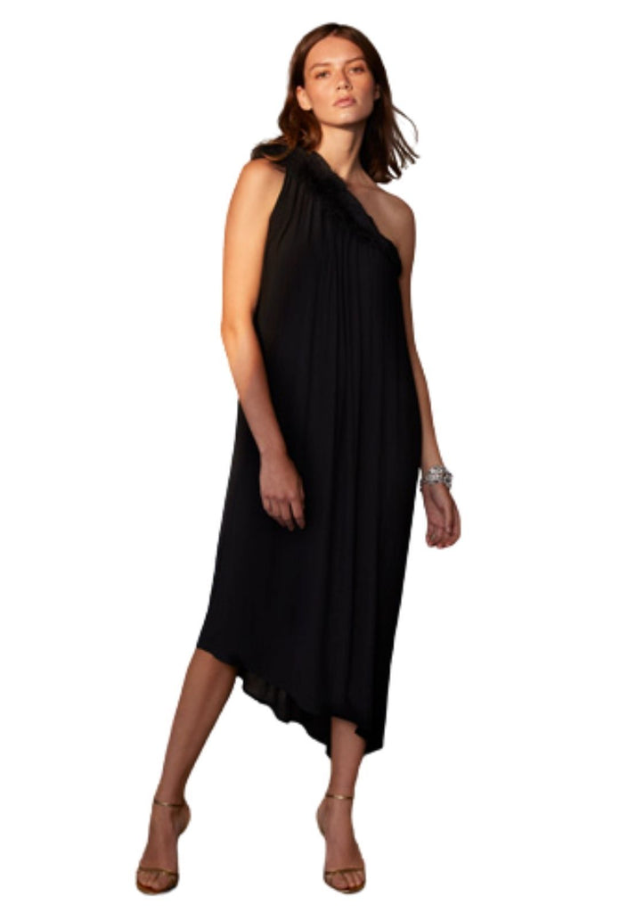 Velvet Portia Crinkle Viscose Lace Dress - Black - Styleartist