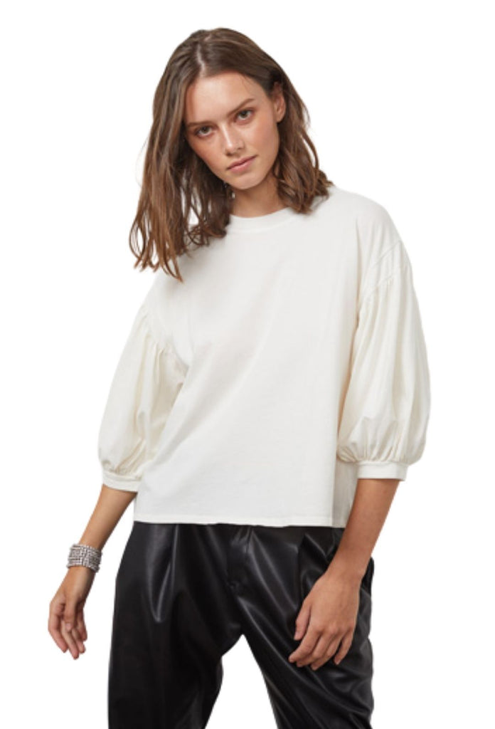 Velvet Prudy Sueded Jersey 3/4 Sleeve Top - Coconut - Styleartist