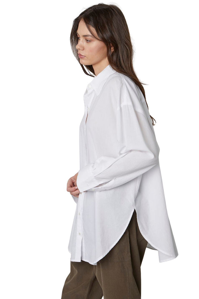 Velvet Rachel Oversize Cotton Shirt- White - Styleartist
