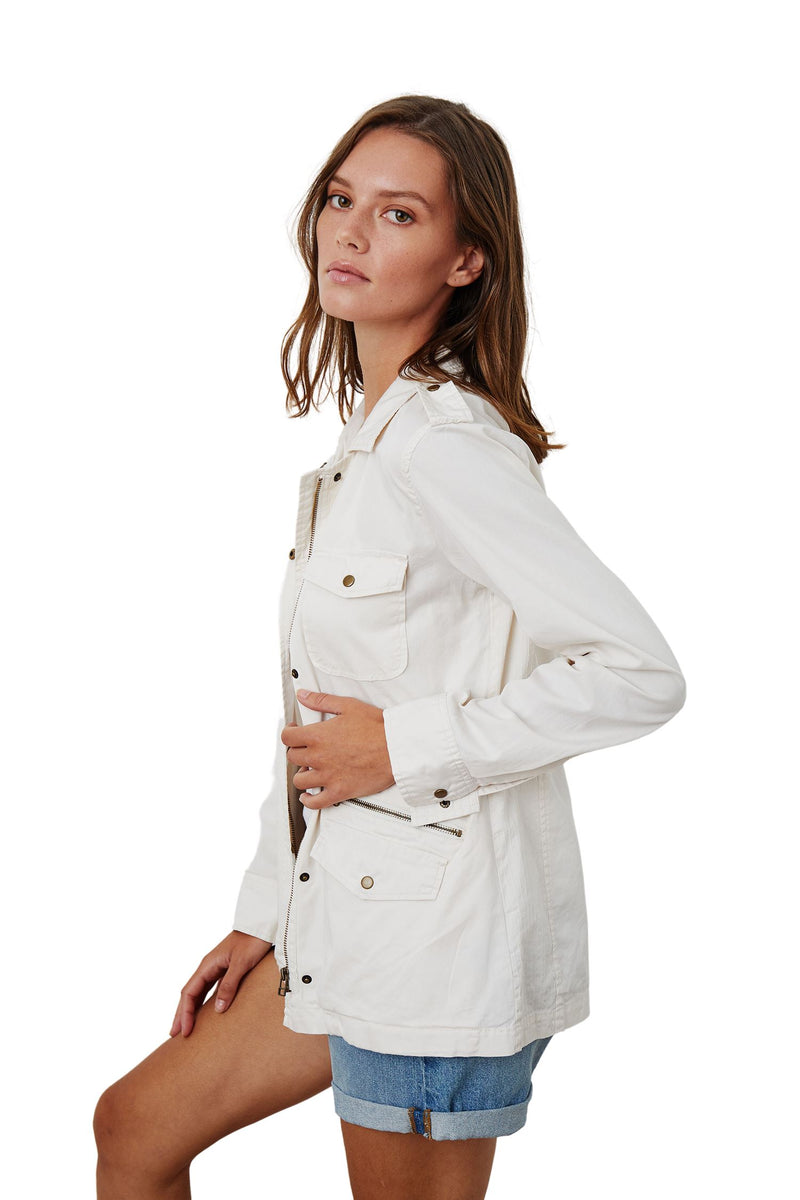 Velvet Ruby Cotton Twill Jacket- Ecru – Styleartist