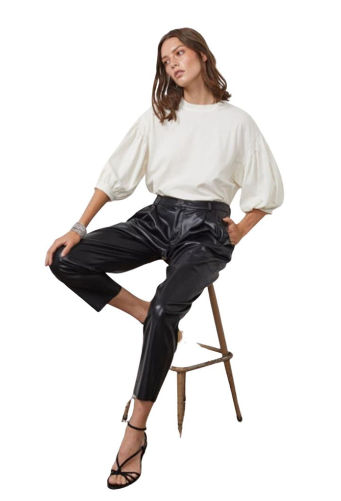 Velvet Simone Vegan Leather Pant with Pleat - Black - Styleartist