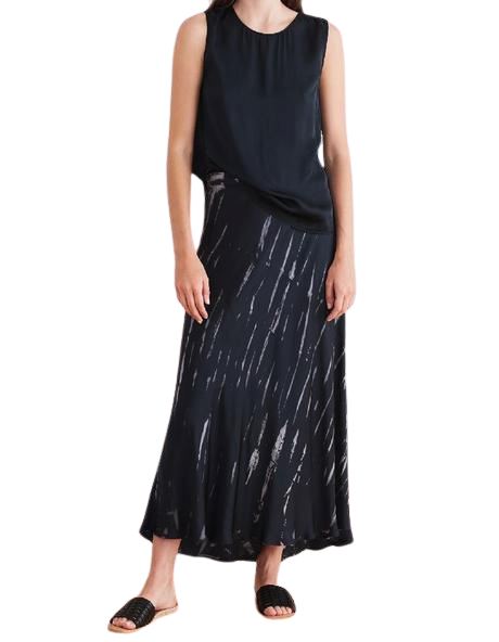 Velvet Trina Tie Dye Satin Skirt- Charcoal - Styleartist