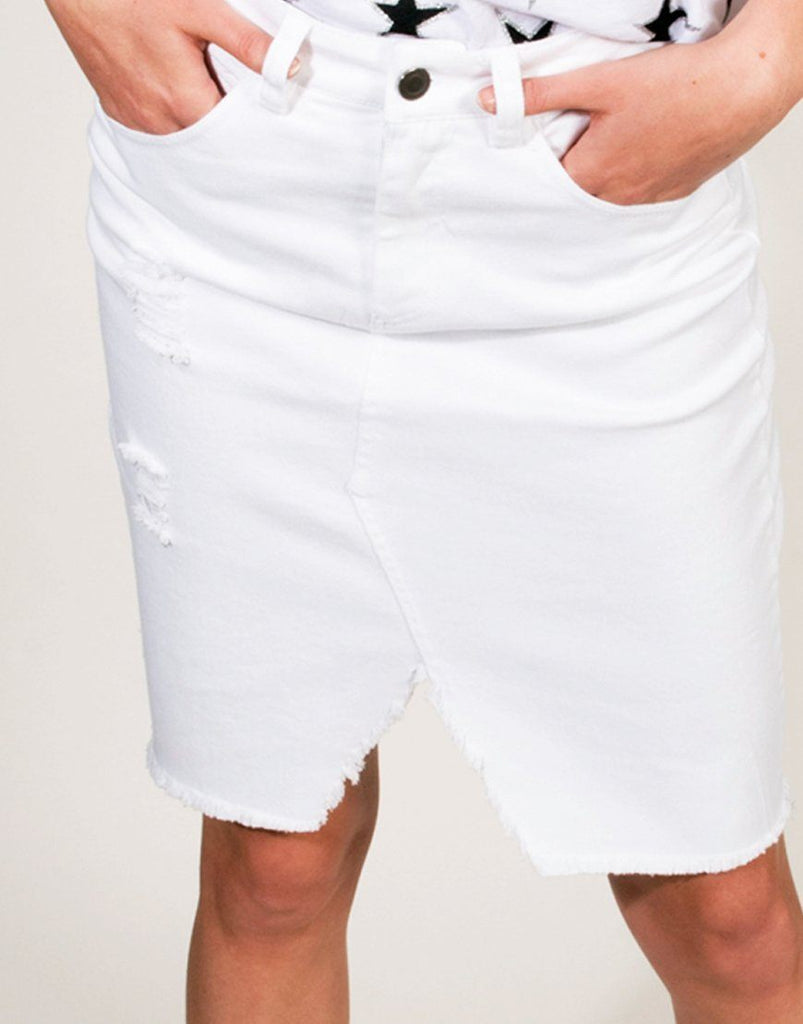 White Denim Skirt - Styleartist