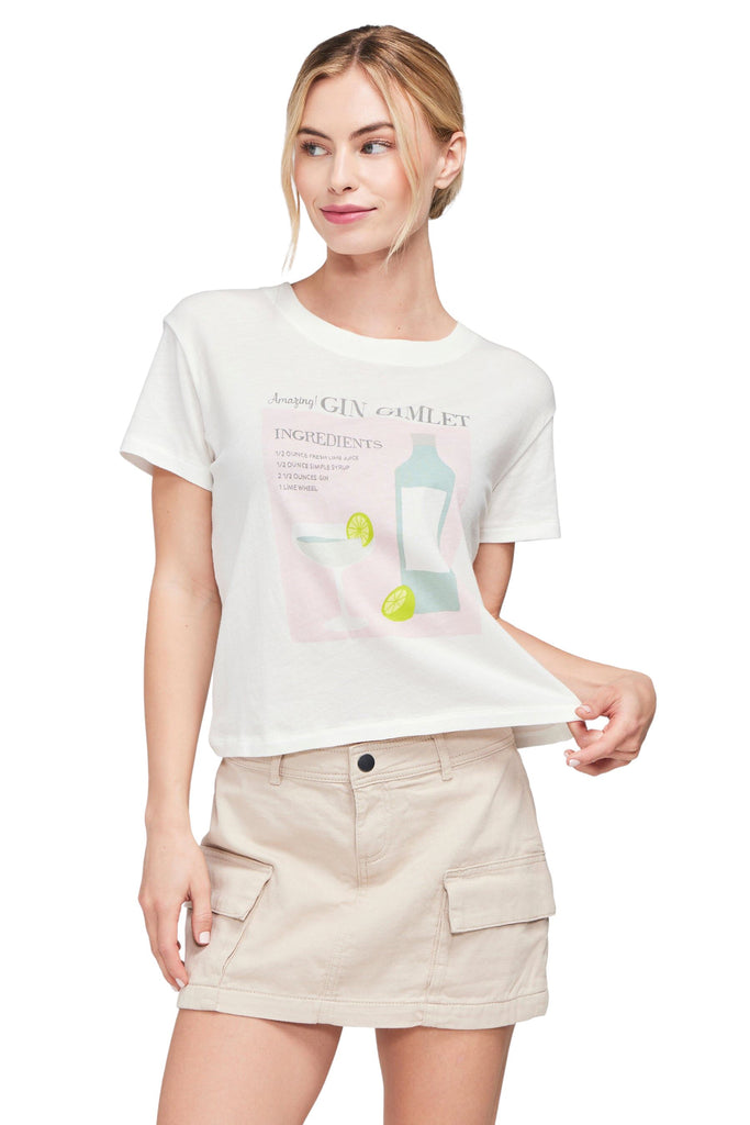 Wildfox Gin Gimlet Charlie Crop Tee- Clean White - Styleartist