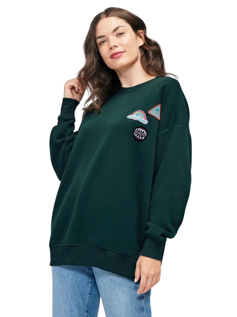 Wildfox Merit Badge Roadtrip Sweatshirt - Scarab Green - Styleartist