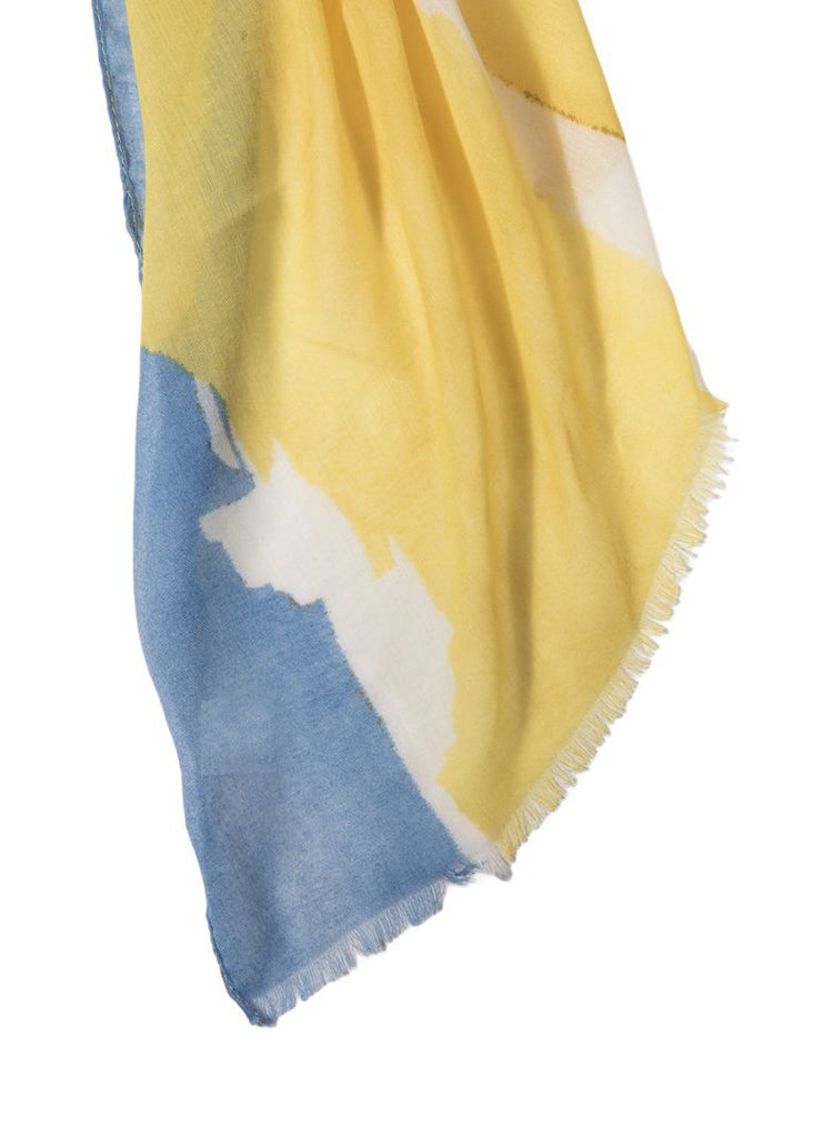 Yellow and Blue Watercolour Oblong Scarf - Styleartist