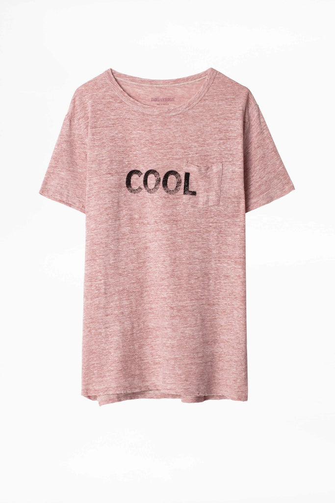 Zadig & Voltaire Amber Linen Word T-Shirt Cool- Pink Orchid - Styleartist