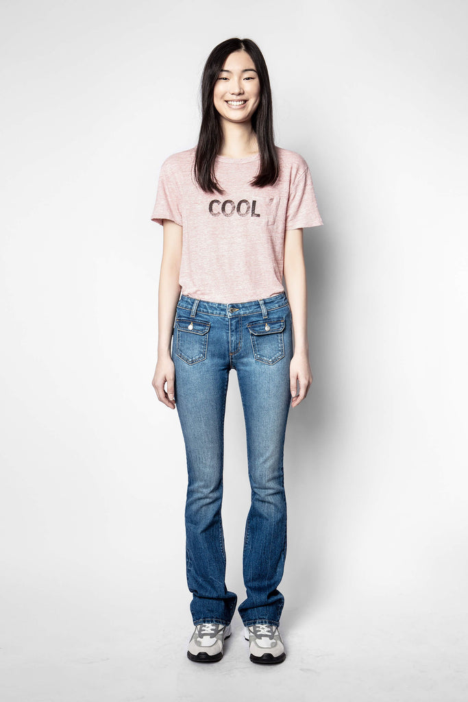 Zadig & Voltaire Amber Linen Word T-Shirt Cool- Pink Orchid - Styleartist