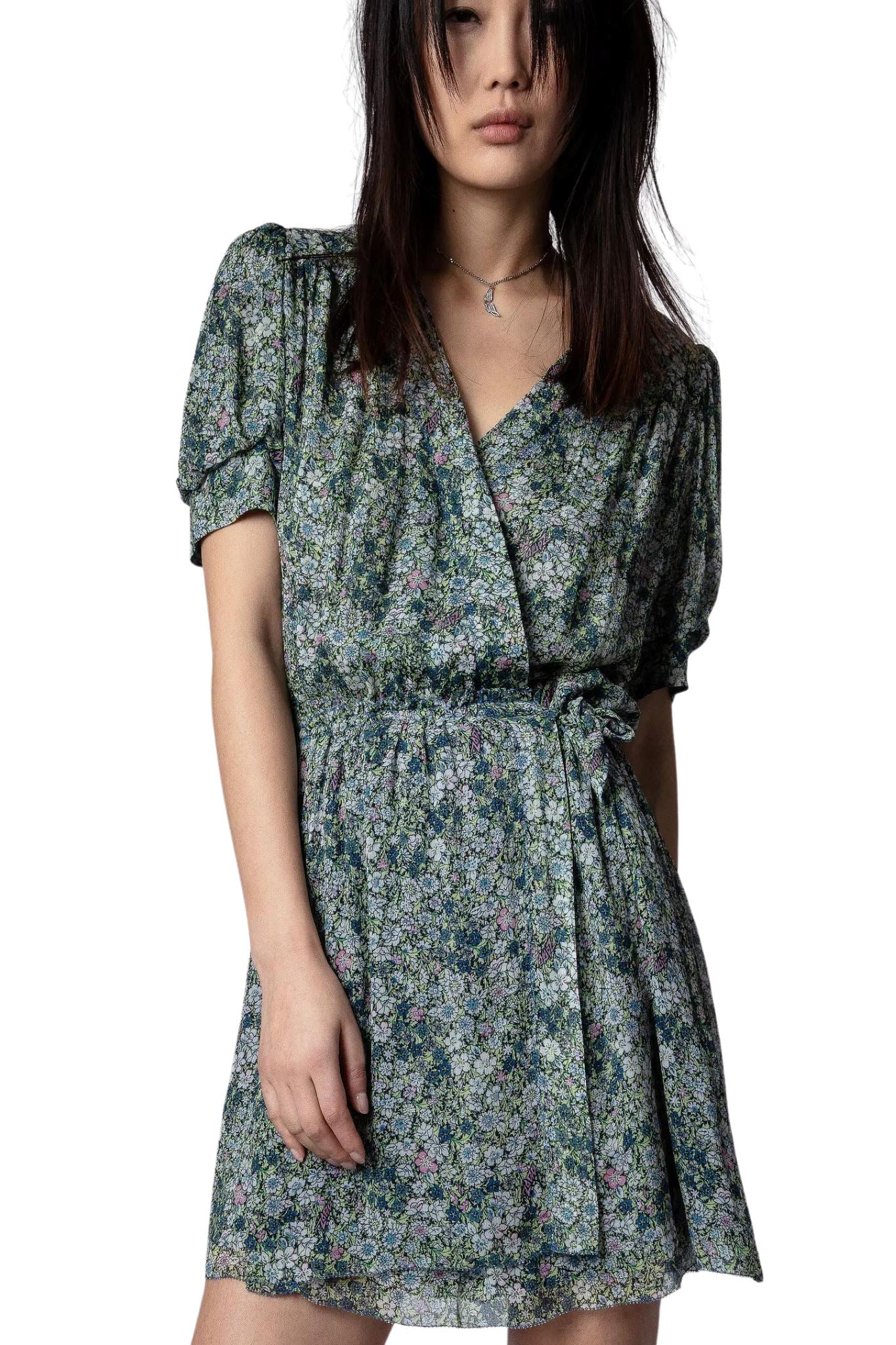 Zadig & Voltaire Betty Mousseline Floral Print Mini Dress- Green Styleartist Zadig & Voltaire Betty Mousseline Floral Print Mini Dress- Green Styleartist