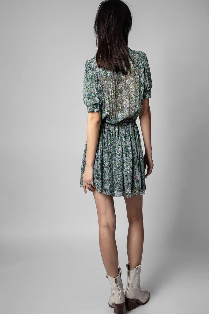 Zadig & Voltaire Betty Mousseline Floral Print Mini Dress- Green - Styleartist