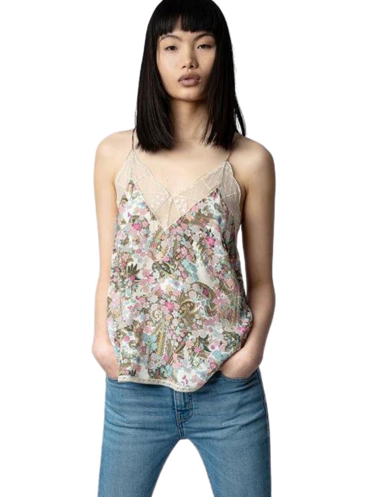 Zadig & Voltaire Christy Soft Yoko Flower Camisole - Deep Parme - Styleartist