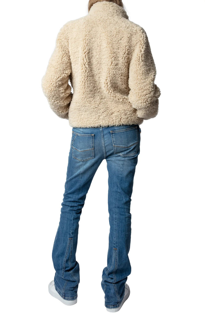 Zadig & Voltaire Fino Soft Curly Faux Fur Teddy Jacket - Mastic - Styleartist