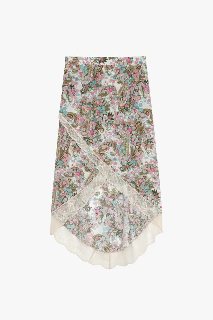 Zadig & Voltaire Jeudie Floral Midi Skirt- Deep Parme - Styleartist