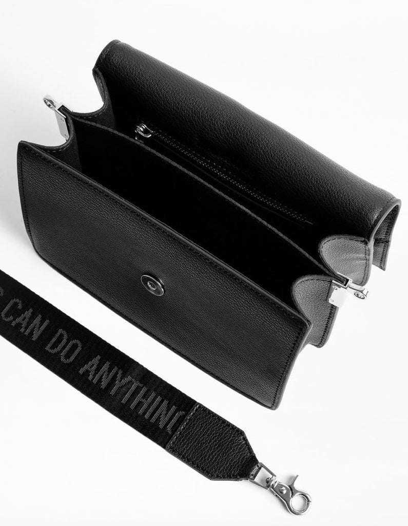 Zadig & Voltaire Lolita Grained Leather Shoulder Bag - Black - Styleartist