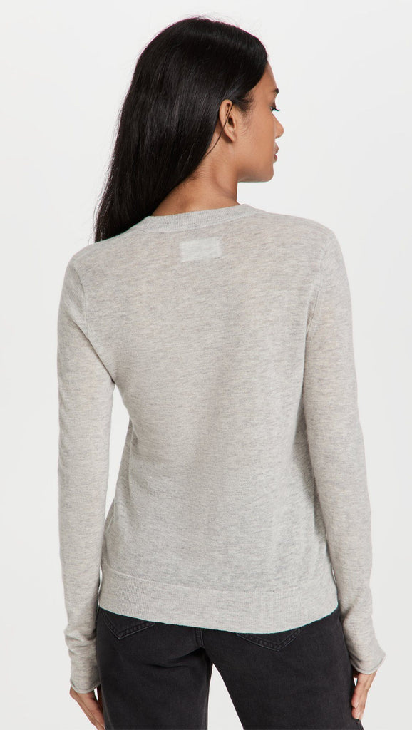 Zadig & Voltaire Miss Tina Skull Long Sleeve Cashmere Sweater - Grey - Styleartist