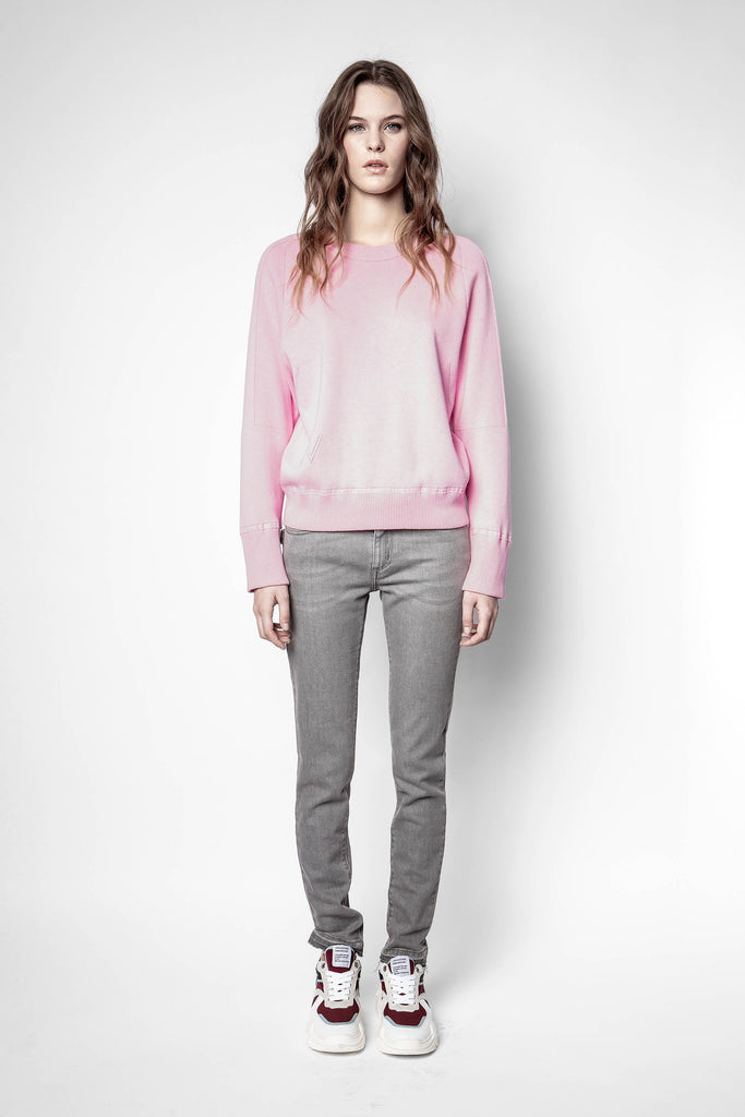 Zadig & Voltaire Montana Crew Neck Smooth Knit Cotton Sweater- Rose - Styleartist