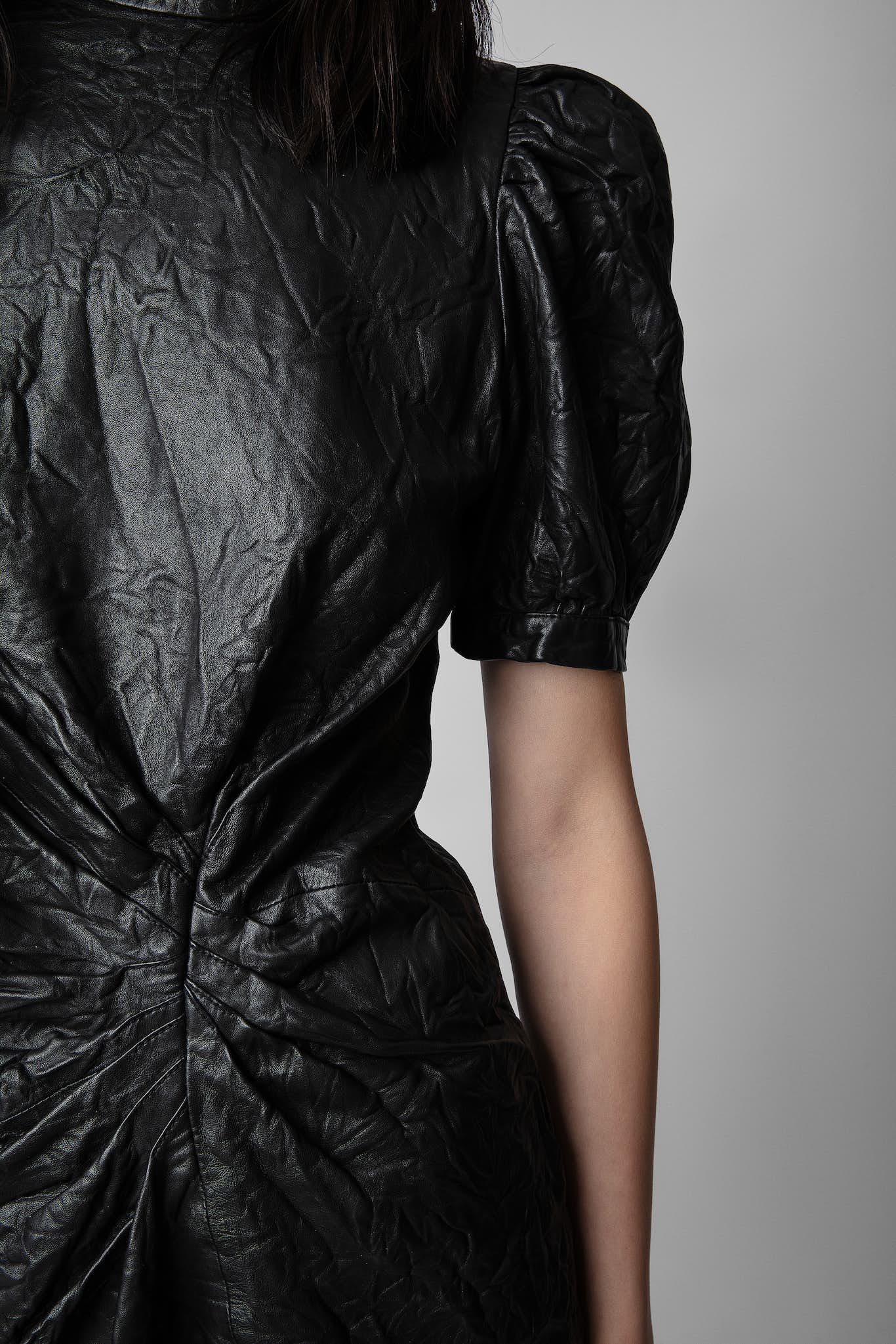 zadig and voltaire leather dress New ZADIG & VOLTAIRE Ruskies Cuir Froiss Dress, Black, FR38