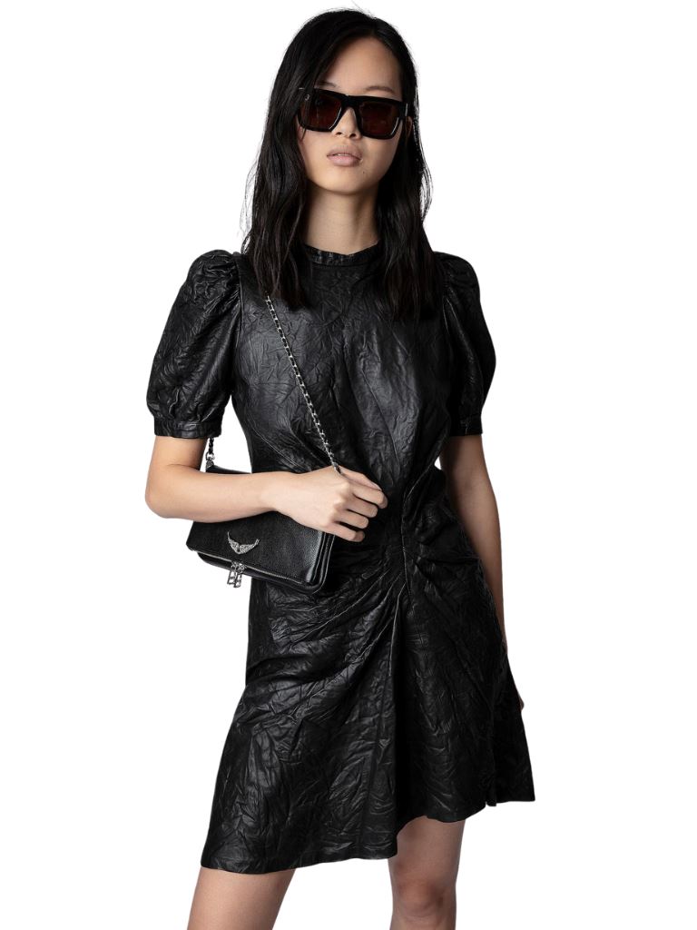 Zadig & Voltaire Rixe Creased Leather Dress - Noir - Styleartist