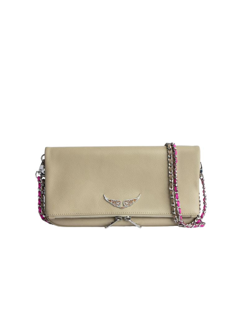Zadig and Voltaire Creased Patent Leather Large Rock Clutch