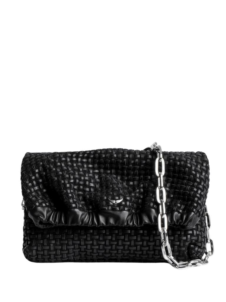 Zadig & Voltaire Rockyssime Woven Leather Bag - Black