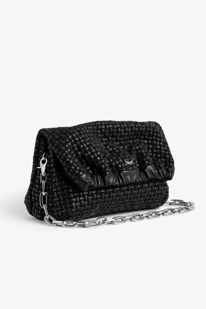 Zadig & Voltaire Rockyssime Woven Leather Bag - Black - Styleartist