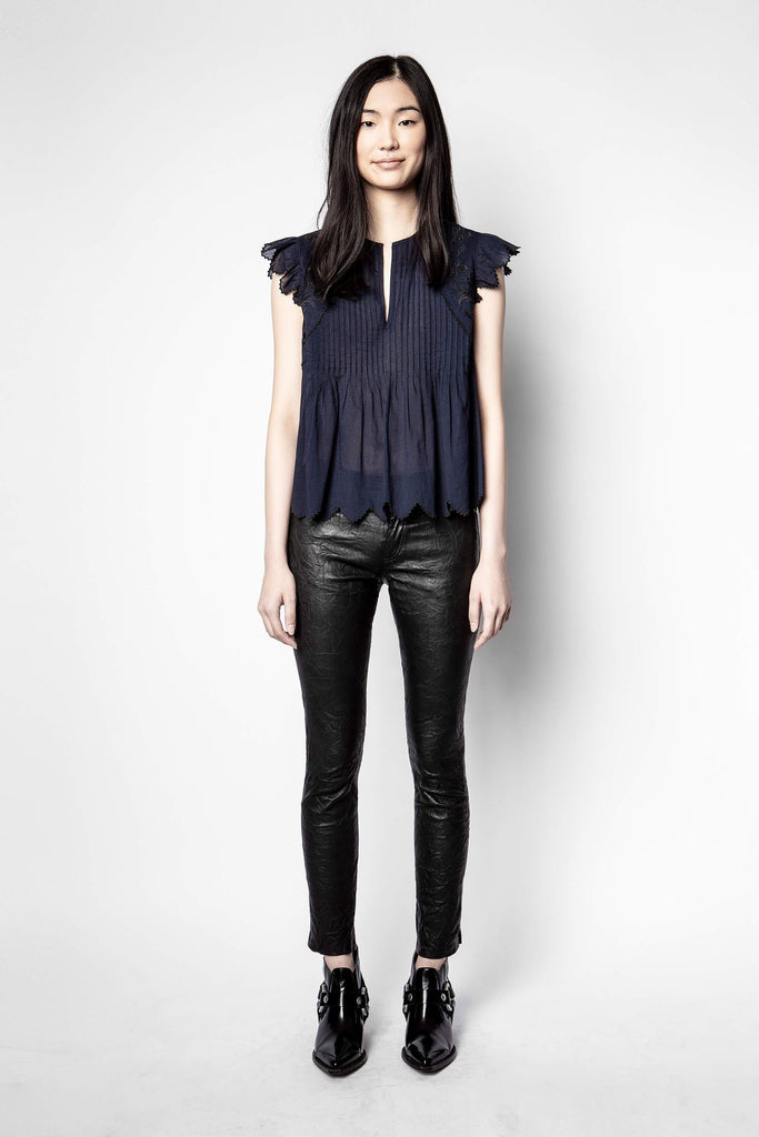 Zadig & Voltaire Tiara Sleevless Voile Blouse- Ink - Styleartist