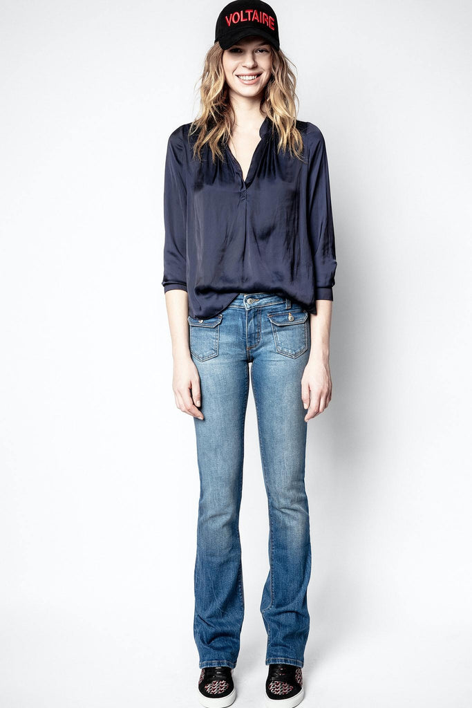 Zadig & Voltaire Tink Satin Tunic Blouse- Ink - Styleartist