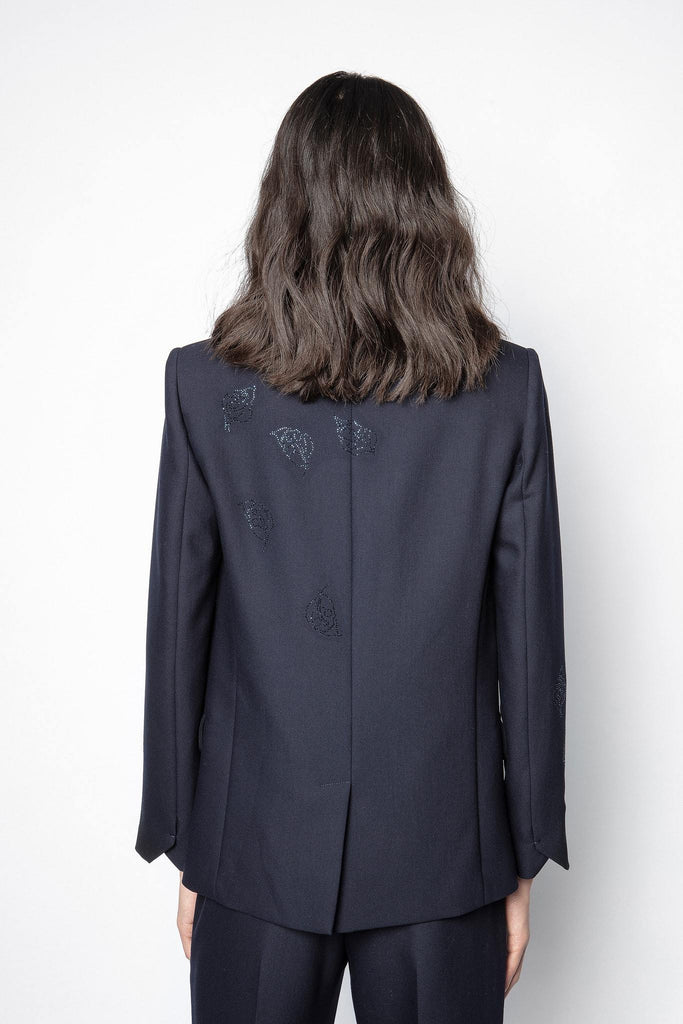 Zadig & Voltaire Venus Strass Leaf Jacket- Encre Navy - Styleartist