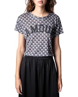 Zadig & Voltaire Walk Liberty Skull Amour Linen T-Shirt - Multicolor - Styleartist