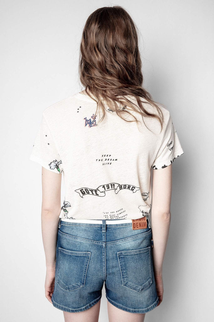 Zadig & Voltaire Zoe Tattoo Multitag T-Shirt- Milk - Styleartist
